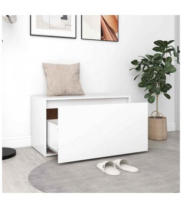 vidaXL Bench | White | Engineered Wood | 80x40x45 cm | Bench | Rectangular