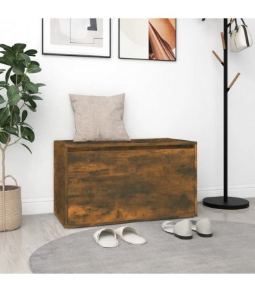 vidaXL Hall Bench | Smoked Oak | Engineered Wood | 80 cm | Entryway Bench