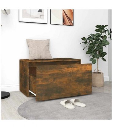 vidaXL Hall Bench | Smoked Oak | Engineered Wood | 80 cm | Entryway Bench