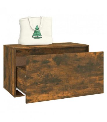vidaXL Hall Bench | Smoked Oak | Engineered Wood | 80 cm | Entryway Bench