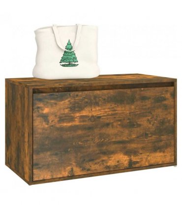 vidaXL Hall Bench | Smoked Oak | Engineered Wood | 80 cm | Entryway Bench