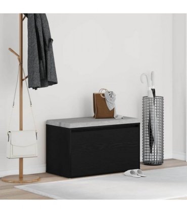 vidaXL Hall Bench Black Oak 80 x 40 x 45 cm Engineered Wood