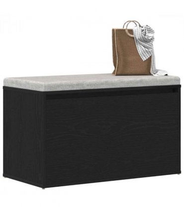 vidaXL Hall Bench Black Oak 80 x 40 x 45 cm Engineered Wood