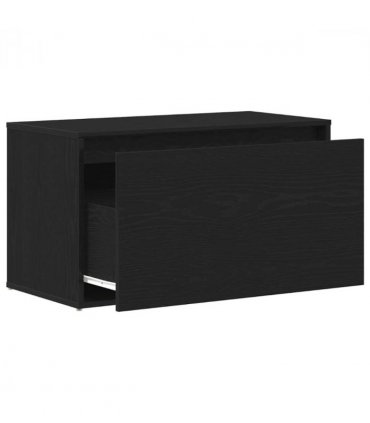 vidaXL Hall Bench Black Oak 80 x 40 x 45 cm Engineered Wood