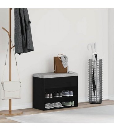vidaXL Shoe Bench with Shelf Black Oak 60 x 30 x 45 cm Engineered Wood