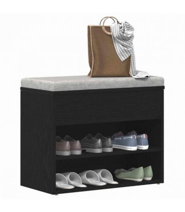 vidaXL Shoe Bench with Shelf Black Oak 60 x 30 x 45 cm Engineered Wood