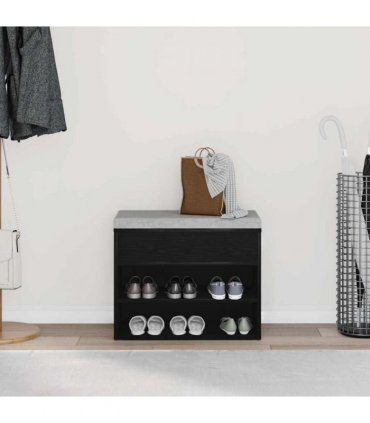vidaXL Shoe Bench with Shelf Black Oak 60 x 30 x 45 cm Engineered Wood