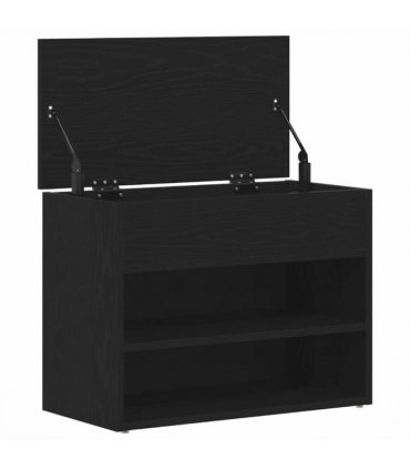 vidaXL Shoe Bench with Shelf Black Oak 60 x 30 x 45 cm Engineered Wood