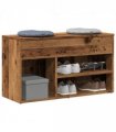 vidaXL Shoe Bench Old Wood 80x30x45 cm Engineered Wood — Size: 80 x 30 x 45 cm