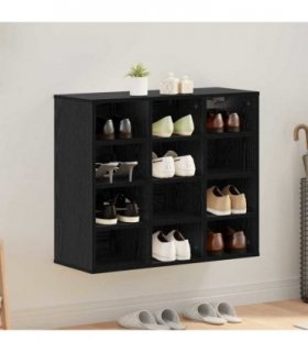 vidaXL Shoe Cabinet Black Oak 77.5 x 30 x 67 cm Engineered Wood