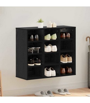vidaXL Shoe Cabinet Black Oak 77.5 x 30 x 67 cm Engineered Wood