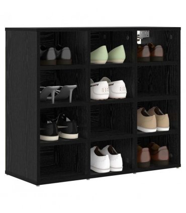 vidaXL Shoe Cabinet Black Oak 77.5 x 30 x 67 cm Engineered Wood