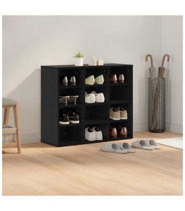 vidaXL Shoe Cabinet Black Oak 77.5 x 30 x 67 cm Engineered Wood