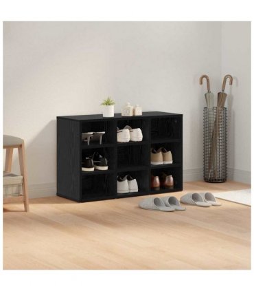 vidaXL Shoe Cabinet Black Oak 77.5 x 30 x 51 cm Engineered Wood