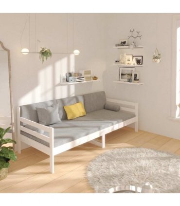 vidaXL Day Bed without Mattress White 80x200cm Solid Wood Pine — Size: 80 x 200 cm