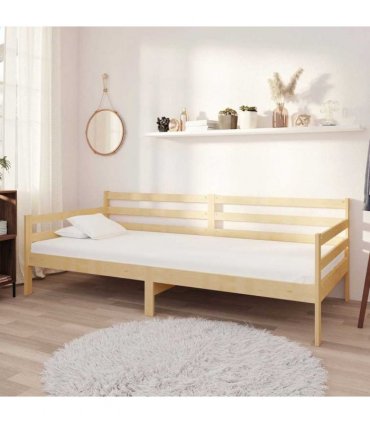 vidaXL Day Bed without Mattress Solid Wood Pine 90x200cm — Colour: natural, Size: 90 x 200 cm