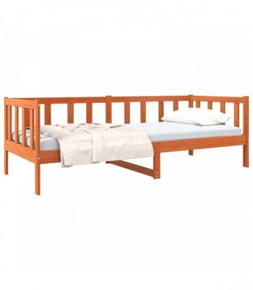 vidaXL Bed Frame with Headboard Wax Brown 80 x 200 cm Solid Pine Wood