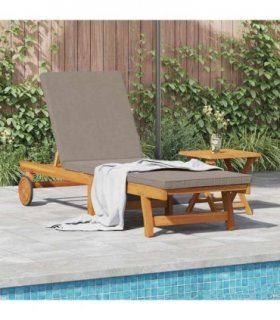 vidaXL Sun Lounger Reclining Brown 199 x 63 x 85 cm Solid Acacia Wood — Colour: Taupe