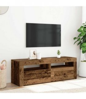 vidaXL TV Cabinet with LED Lights Old Wood 120x35x40 cm Engineered Wood