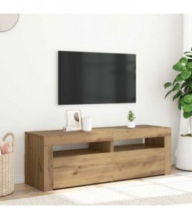 vidaXL TV Cabinet with LED Lights Artisan Oak 120x35x40 cm Engineered Wood