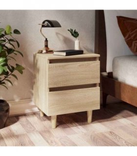 vidaXL Bed Cabinet with Solid Pinewood Legs Sonoma Oak 40x35x50 cm