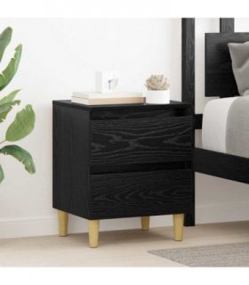 vidaXL Bed Cabinet Black Oak 40 x 35 x 50 cm Engineered Wood