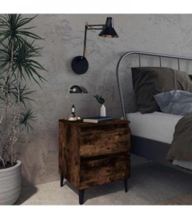 vidaXL Bed Cabinets with Metal Legs 2 pcs Smoked Oak 40x35x50 cm