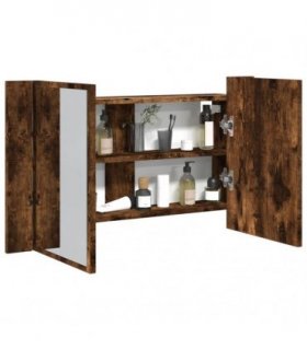 vidaXL LED Bathroom Mirror Cabinet Smoked Oak 80x12x45 cm Acrylic