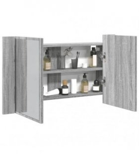 vidaXL LED Bathroom Mirror Cabinet Grey Sonoma 80x12x45 cm Acrylic