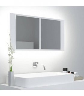 vidaXL LED Bathroom Mirror Cabinet White 90x12x45 cm Acrylic