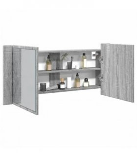 vidaXL LED Bathroom Mirror Cabinet Grey Sonoma 100x12x45 cm