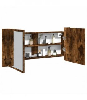 vidaXL LED Bathroom Mirror Cabinet Smoked Oak 100x12x45 cm