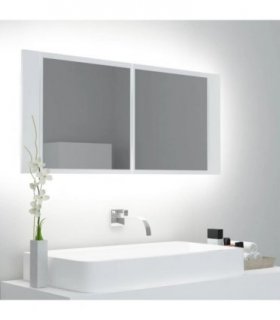 vidaXL LED Bathroom Mirror Cabinet White 100x12x45 cm Acrylic