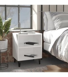 vidaXL Bed Cabinet with Metal Legs White 40x30x50 cm
