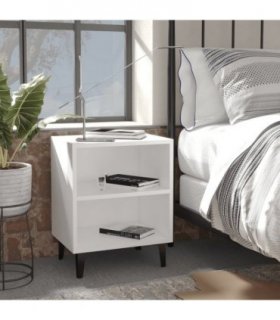 vidaXL Bed Cabinets with Metal Legs 2 pcs White 40x30x50 cm