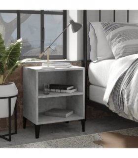 vidaXL Bed Cabinet with Metal Legs Concrete Grey 40x30x50 cm