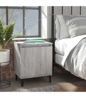 vidaXL Bed Cabinets with Metal Legs Grey Sonoma 40x30x50 cm