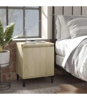vidaXL Bed Cabinet with Metal Legs Sonoma Oak 40x30x50 cm — V0672027431