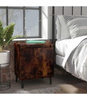 vidaXL Bed Cabinets with Metal Legs Smoked Oak 40x30x50 cm