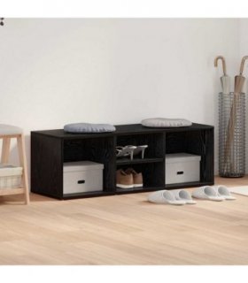 vidaXL Shoe Bench Black Oak 102 x 35 x 35 cm Engineered Wood