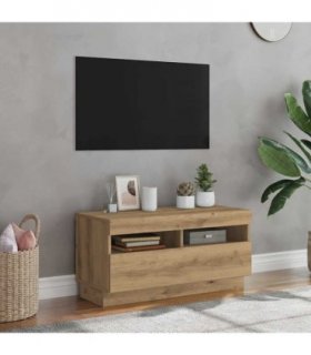 vidaXL TV Cabinet with LED Lights Artisian Oak 80x35x40 cm Engineered Wood — Colour: Artisan oak