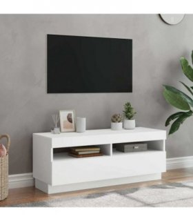 vidaXL TV Cabinet with LED Lights White 100x35x40 cm