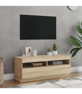 vidaXL TV Cabinet with LED Lights Sonoma Oak 100x35x40 cm