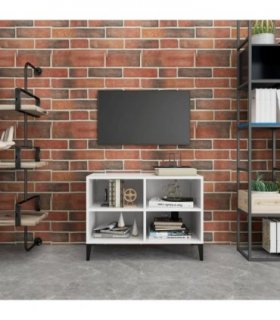 vidaXL TV Cabinet with Metal Legs White 69.5x30x50 cm