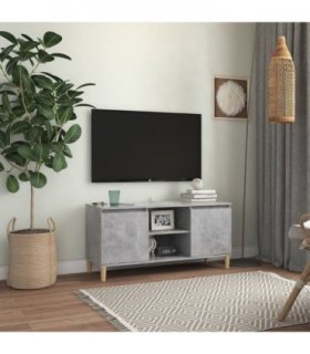 vidaXL TV Cabinet with Solid Wood Legs Concrete Grey 103.5x35x50 cm