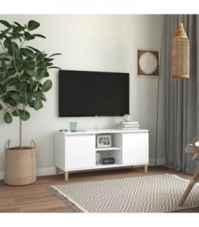 vidaXL TV Cabinet with Solid Wood Legs White 103.5x35x50 cm