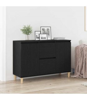 vidaXL Sideboard with Drawer Black 102 x 35 x 60 cm Engineered wood — Colour: Black oak