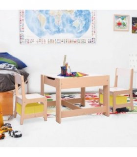 vidaXL Children's Table with 2 Chairs MDF — Colour: brown