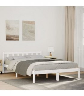 vidaXL Bed Frame | White | Solid pine wood | Double, Extra Long | Bed Frame — Size: 160 x 220 cm