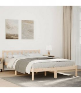 vidaXL Bed Frame | Natural Wood | Solid Pine Wood | Double | Modern | Bed Frame — Size: 140 x 220 cm